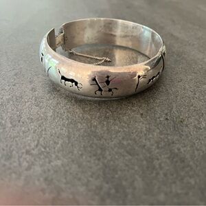 Sterling silver bangle bracelet with bullfighting theme
